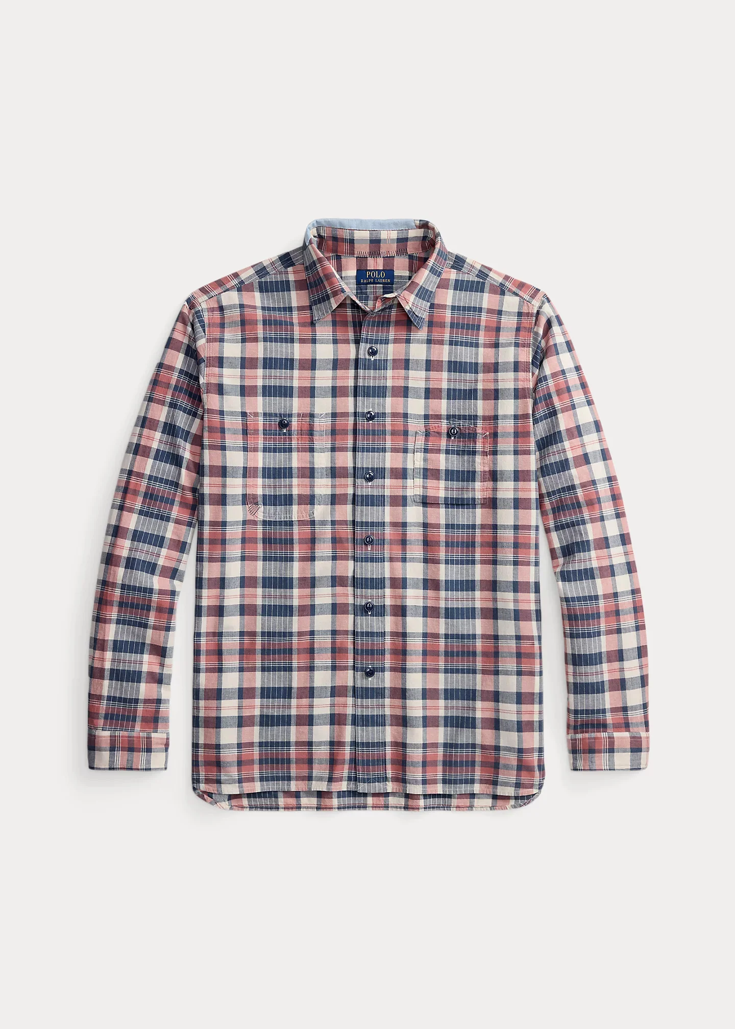 Classic Fit Repaired Madras Workshirt - 1