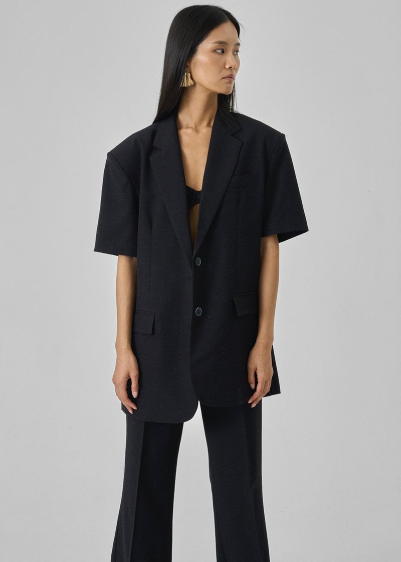 Maisie Short Sleeve Blazer - Black 7