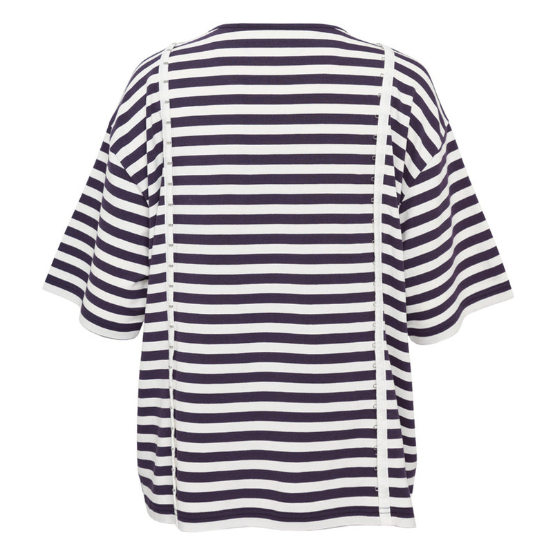 pushBUTTON Navy Stripe Hook-And-Eye Top outlook