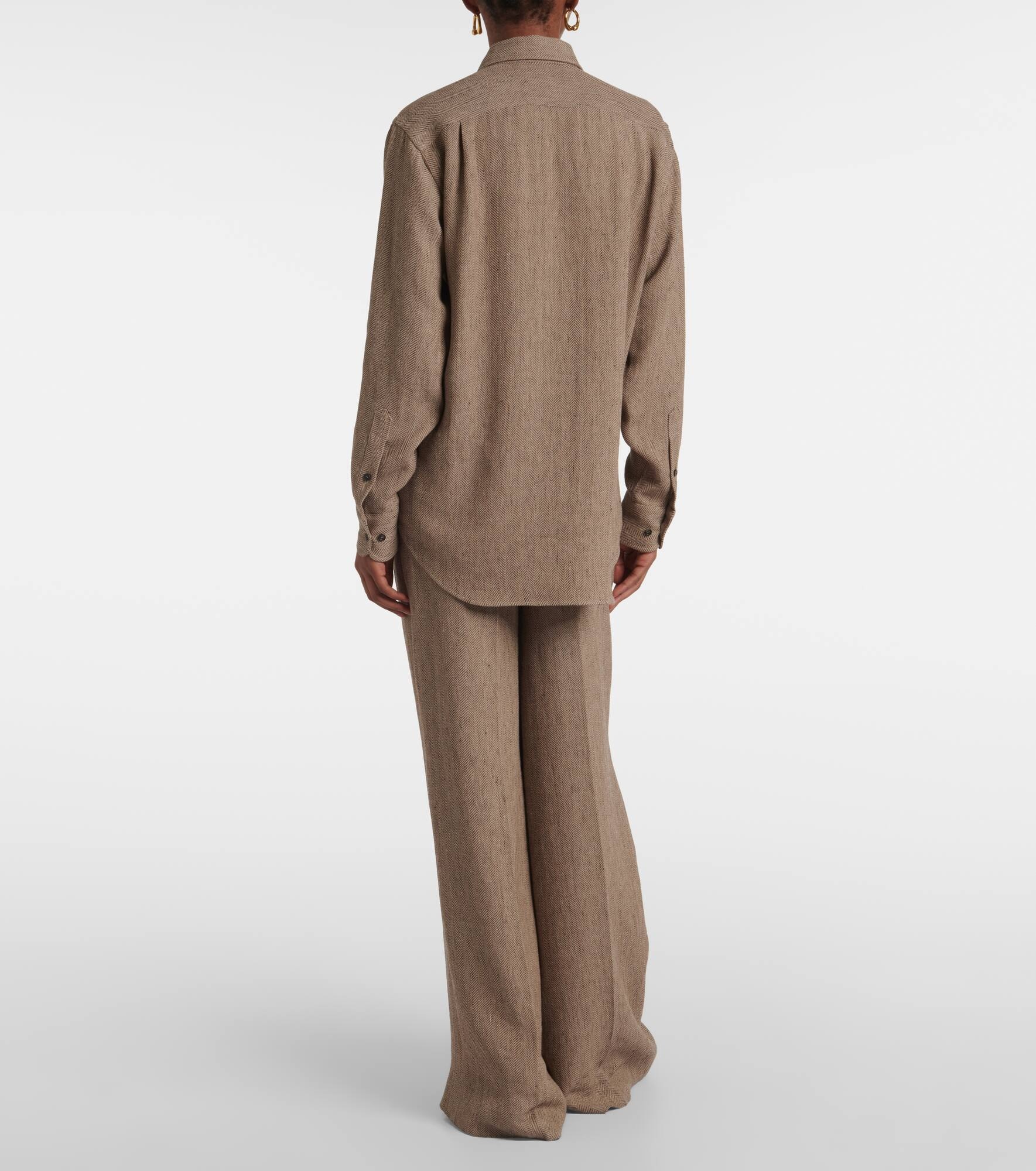 André chevron linen crêpe shirt - 3