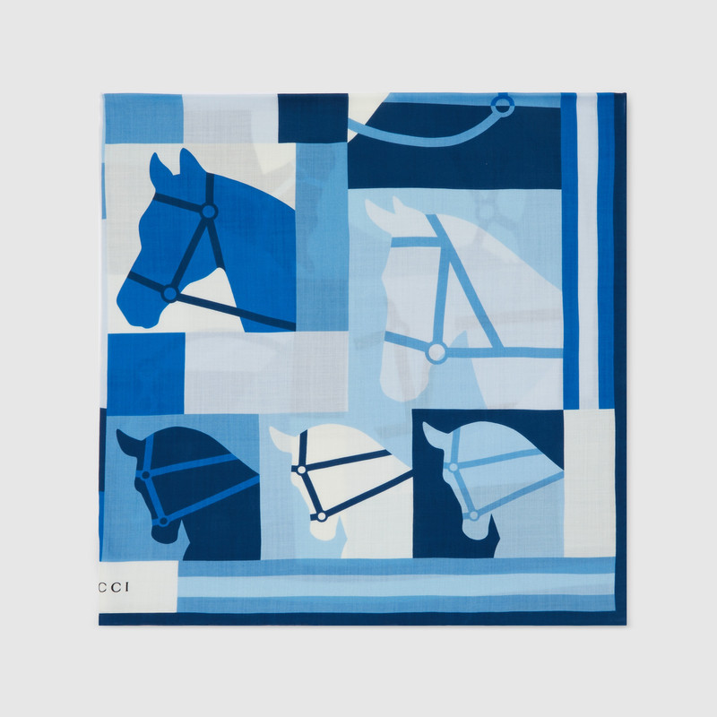 GUCCI Wool shawl with equestrian motif outlook