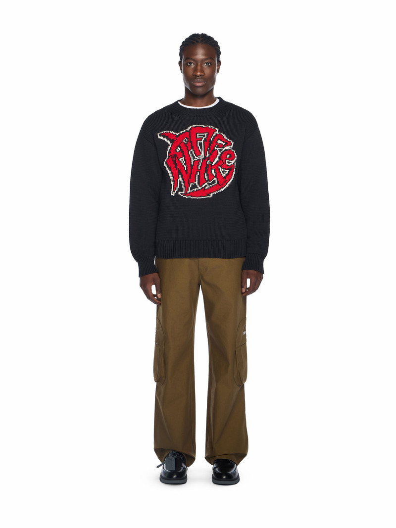 Sphere Logo Chunky Knit Crewneck Sweater 3