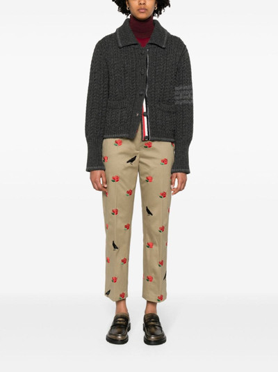 Thom Browne RWB links-stitch knit cardigan outlook