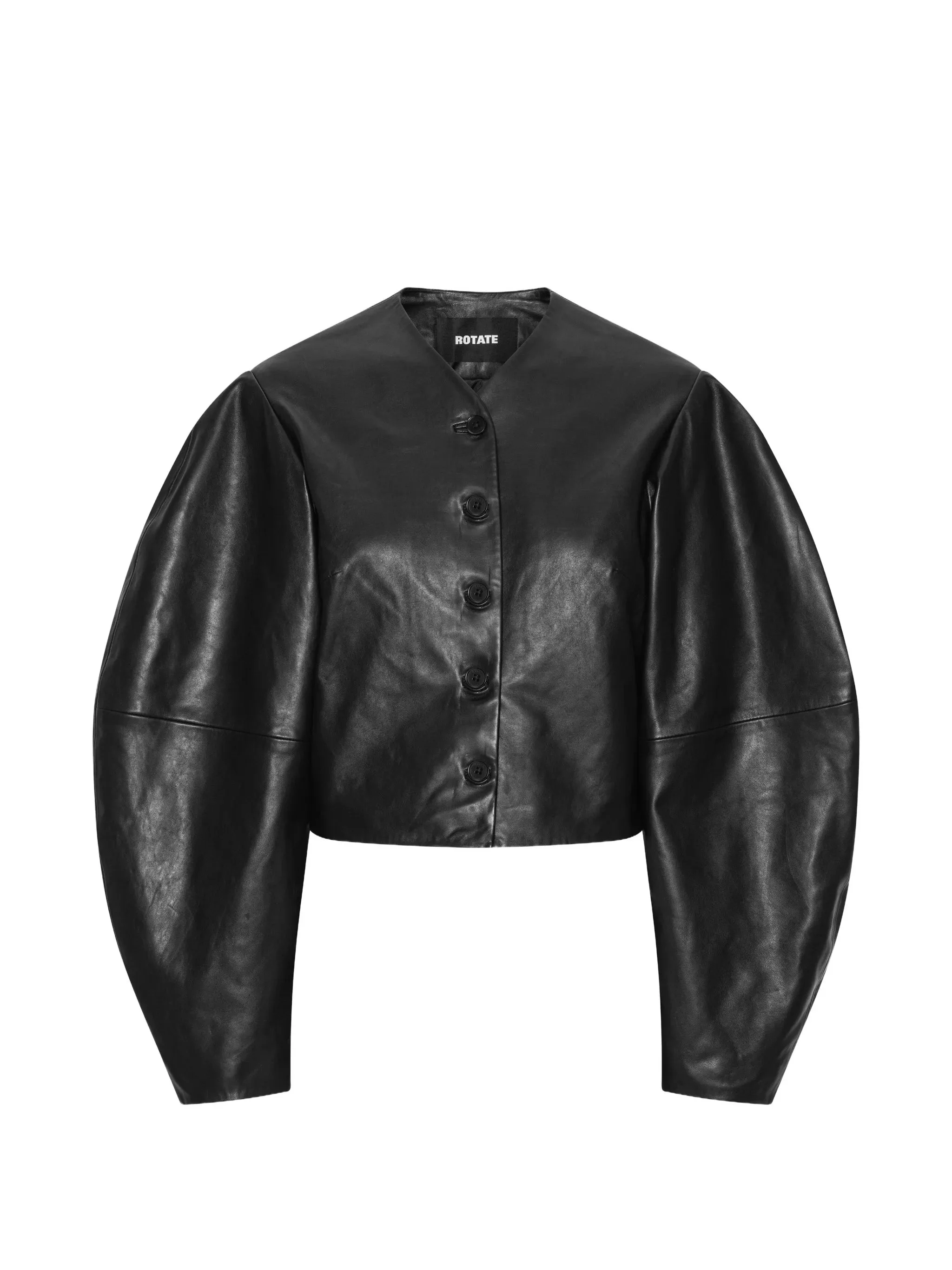 Rotate Button Leather Jacket - 1