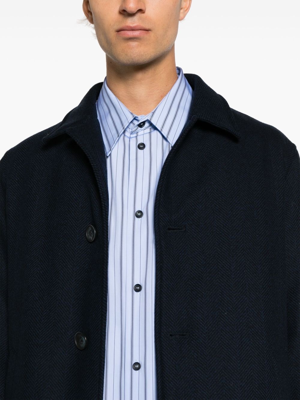single-breasted layered coat - 6