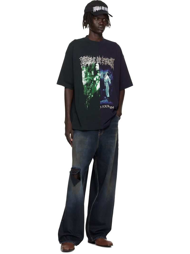 VETEMENTS Navy & Green Cradle of Filth Cut-Up Oversized T-shirt outlook