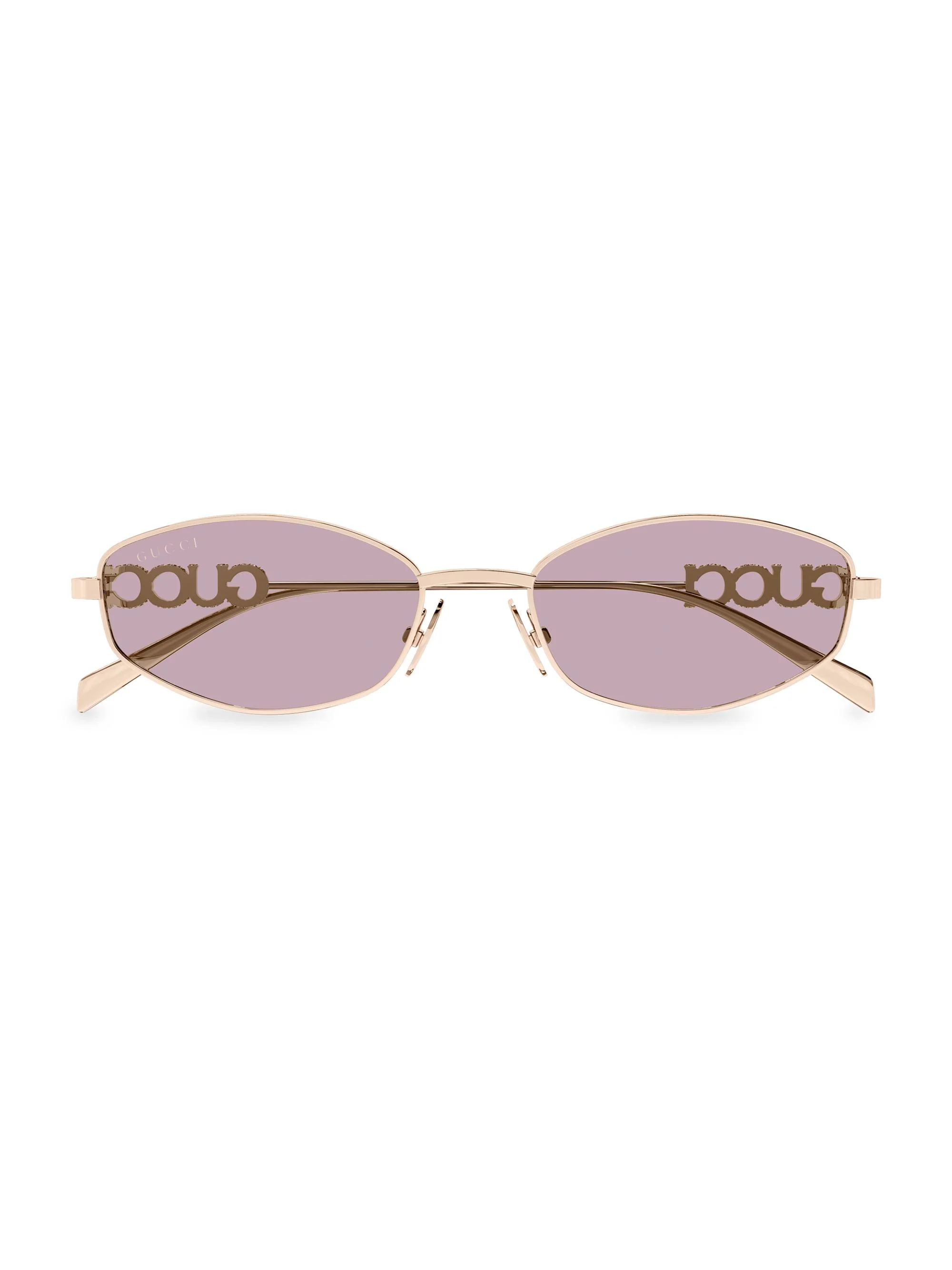 Women's Gucci Block 55MM Oval Metal Sunglasses - Rose Gold Pink - 1