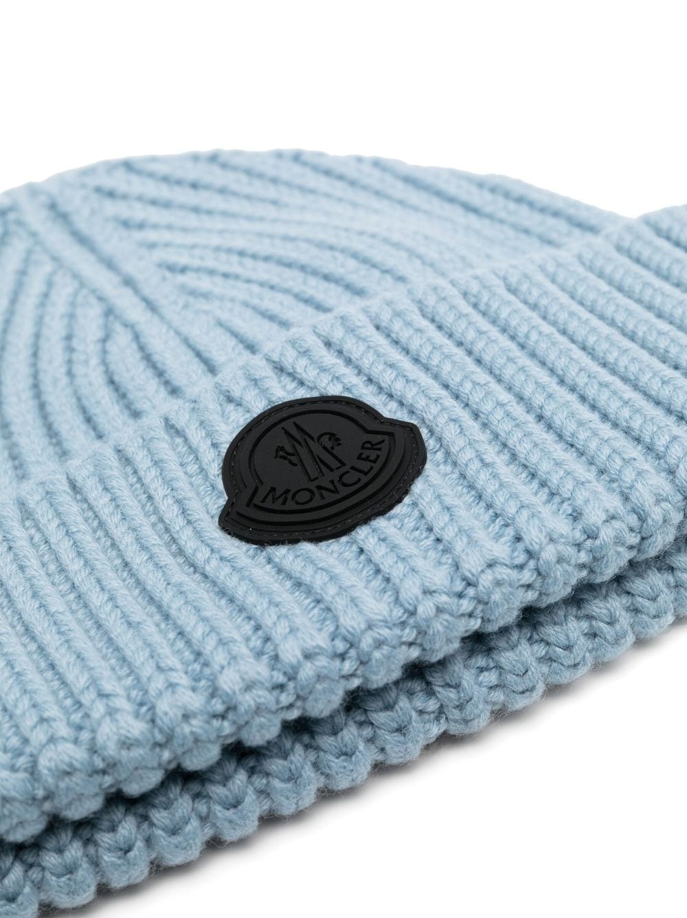 logo-patch knit wool beanie - 2