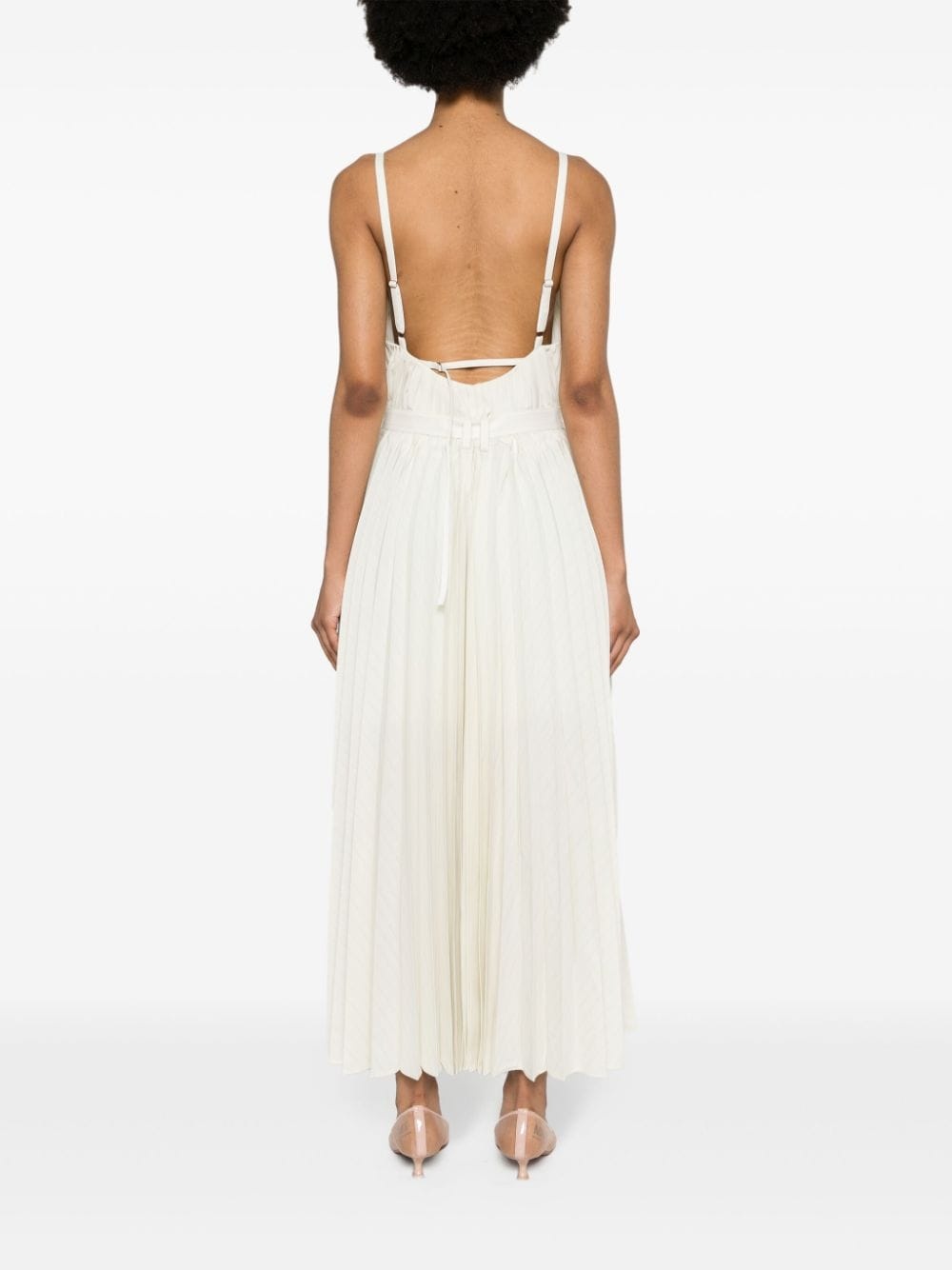 pinstriped pleated maxi dress - 4