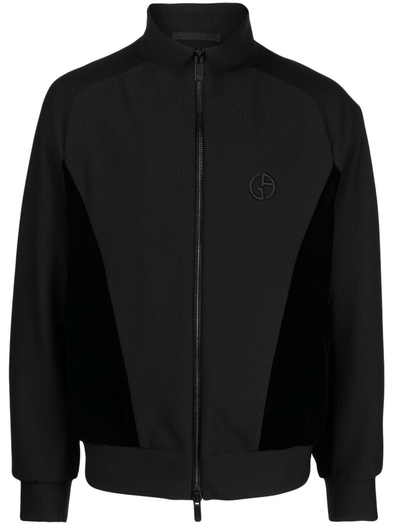 logo-embroidered zip-up jacket 1