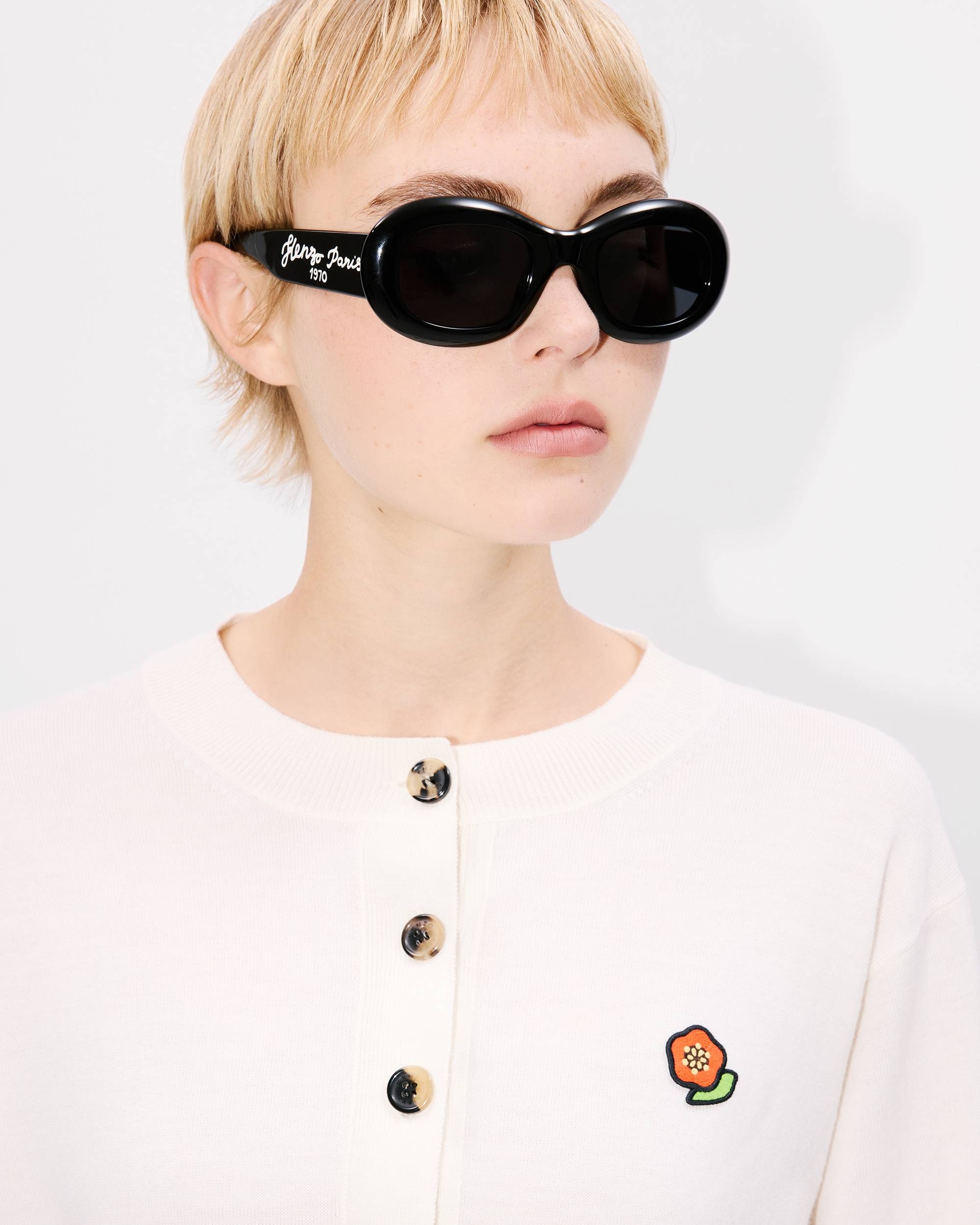 'KENZO Pop' embroidered crewneck cardigan in merino wool - 6