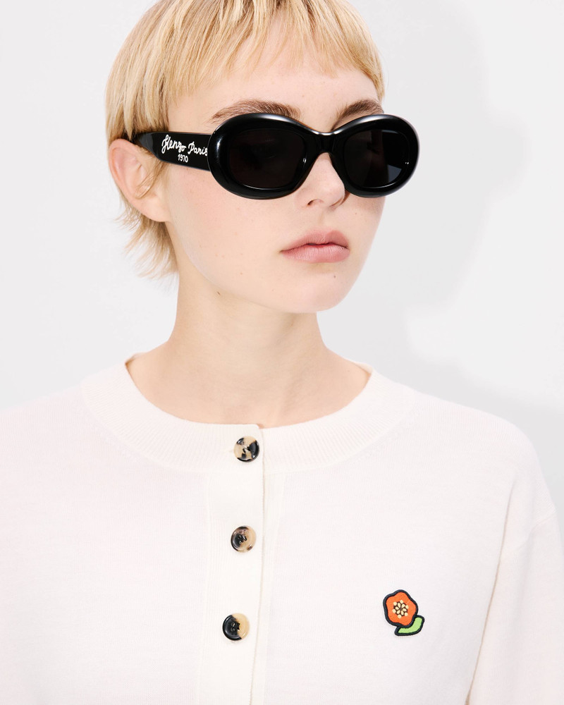 'KENZO Pop' embroidered crewneck cardigan in merino wool 6
