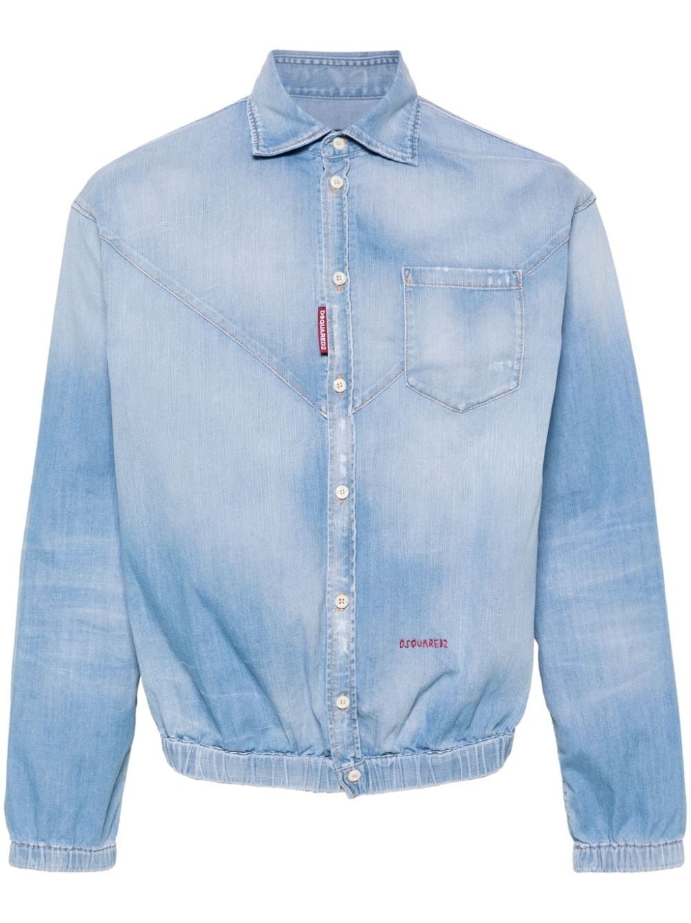 elasticated-waistband denim shirt - 1