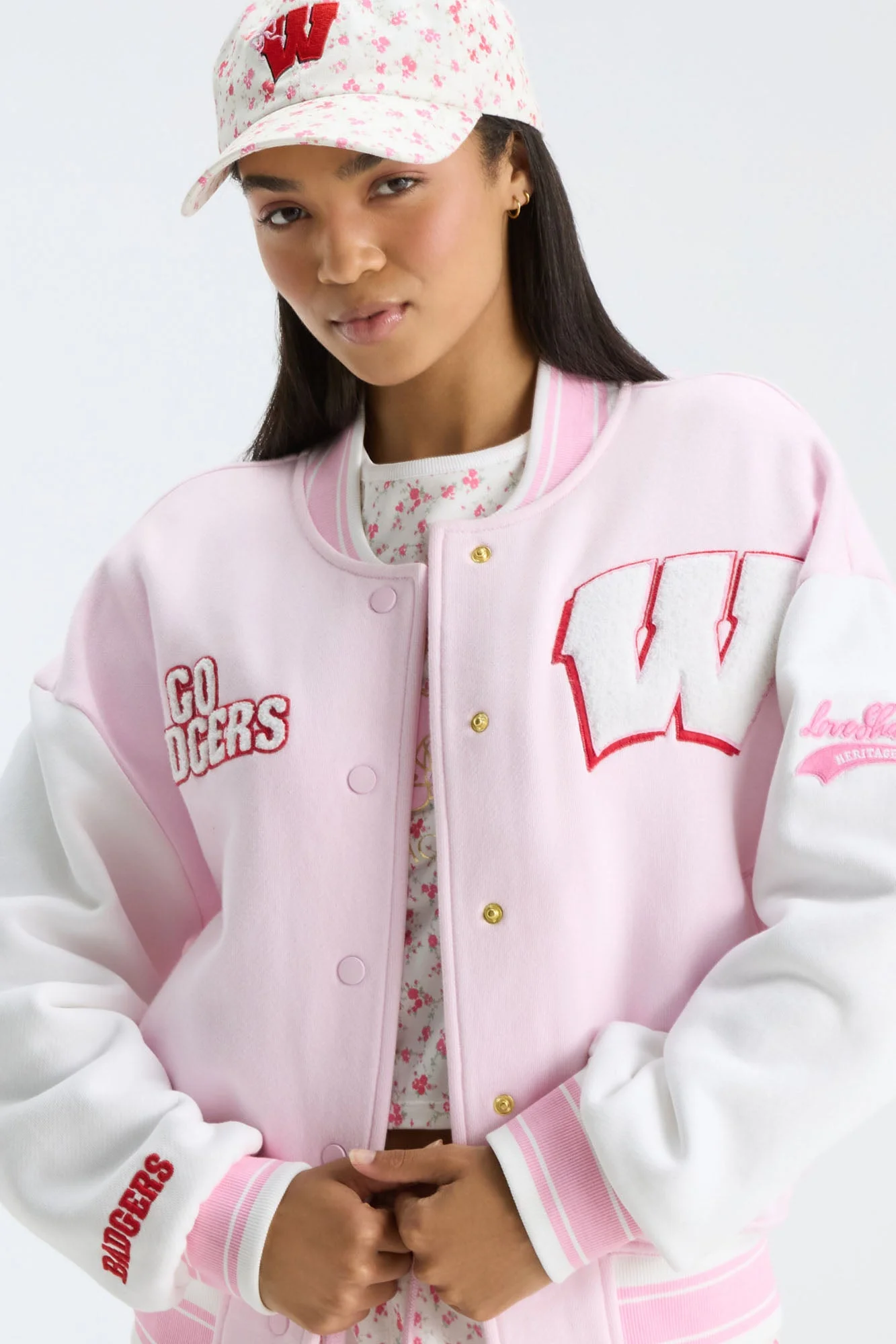Fanatics x LoveShackFancy Collegiate Varsity Jacket - 1