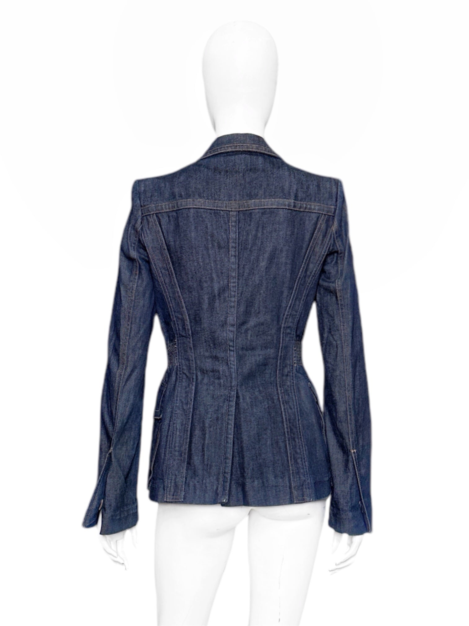 Gucci Fall 2003 Tom Ford Blue Denim Military Blazer Jacket 40 - 3