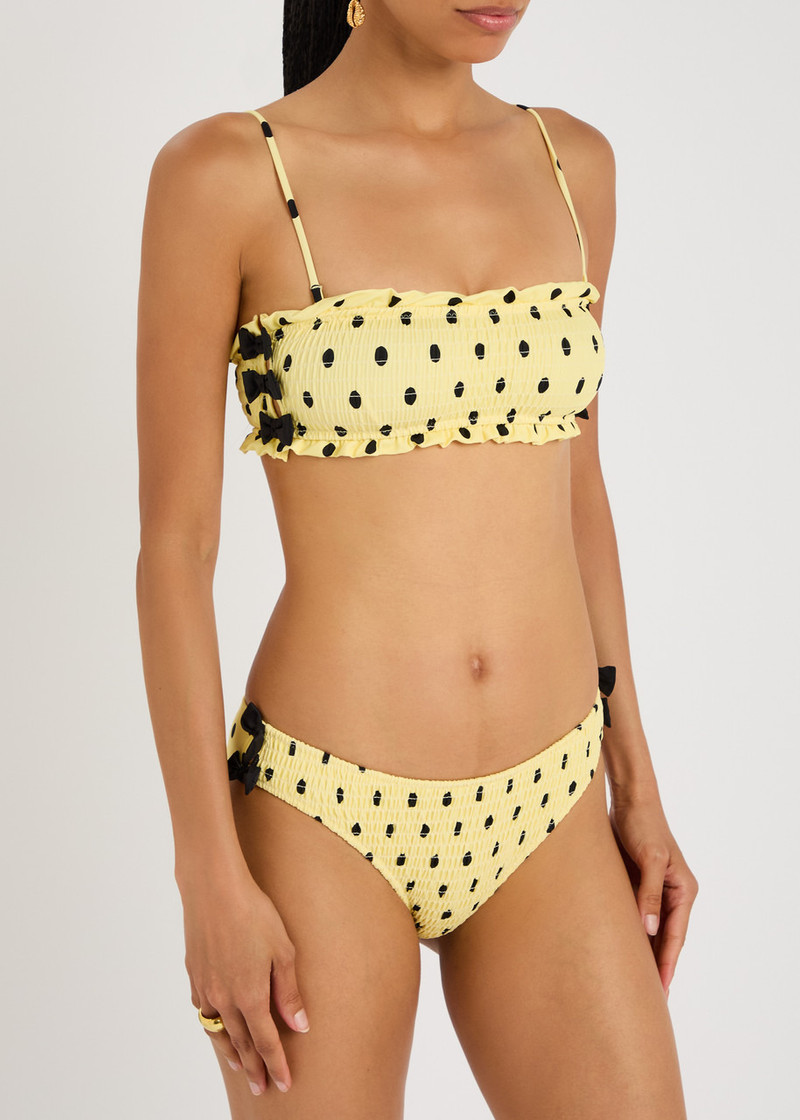 DAMSON MADDER. Damson Madder Spot-print Shirred Bikini Briefs outlook