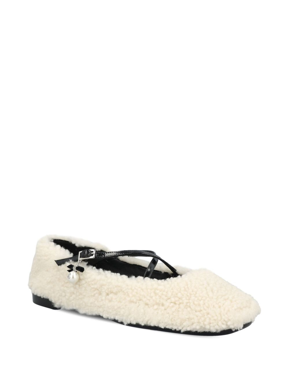 shearling cross-strap ballerina flats - 2