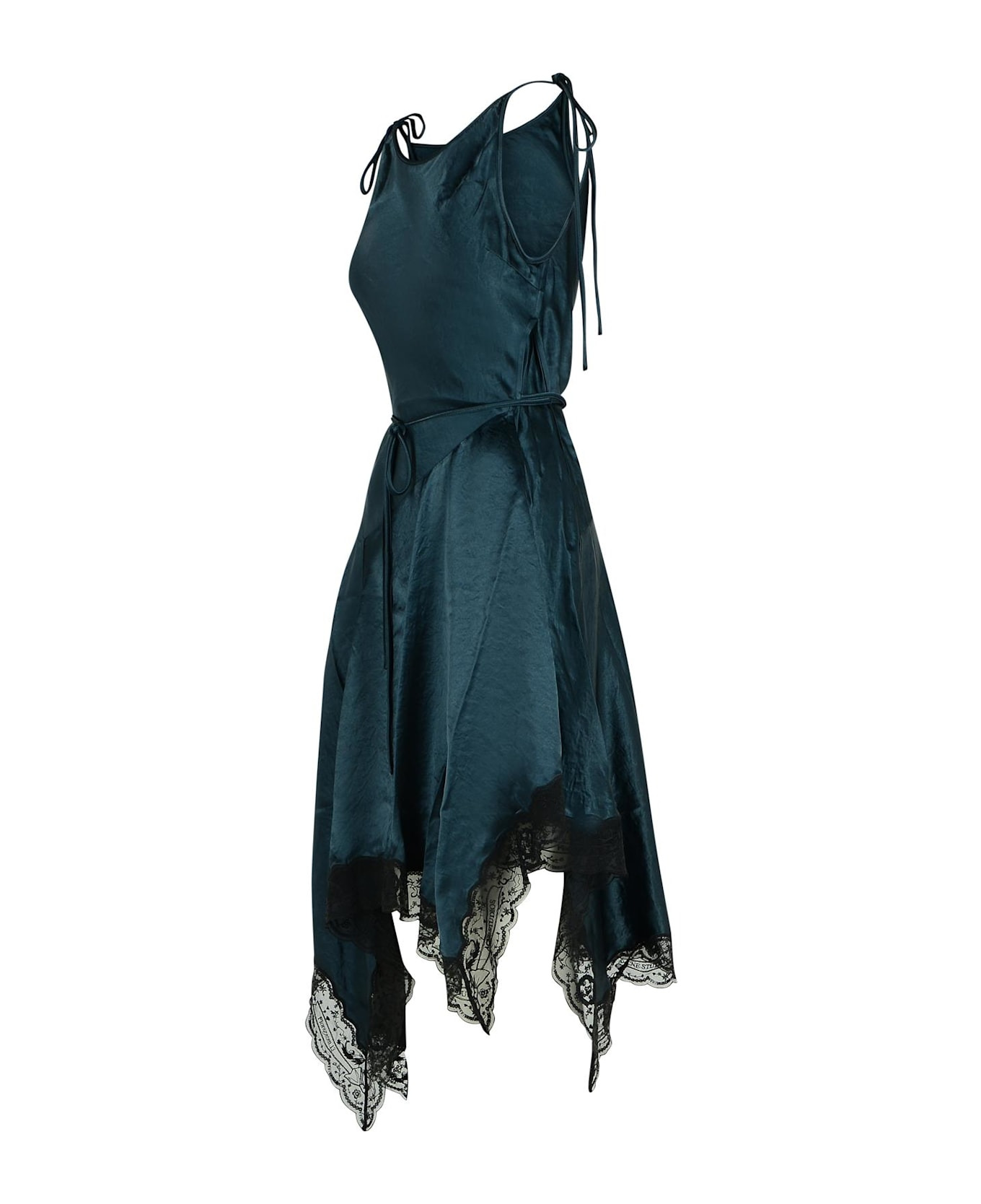 Petrol Blue Acetate Dress - 2