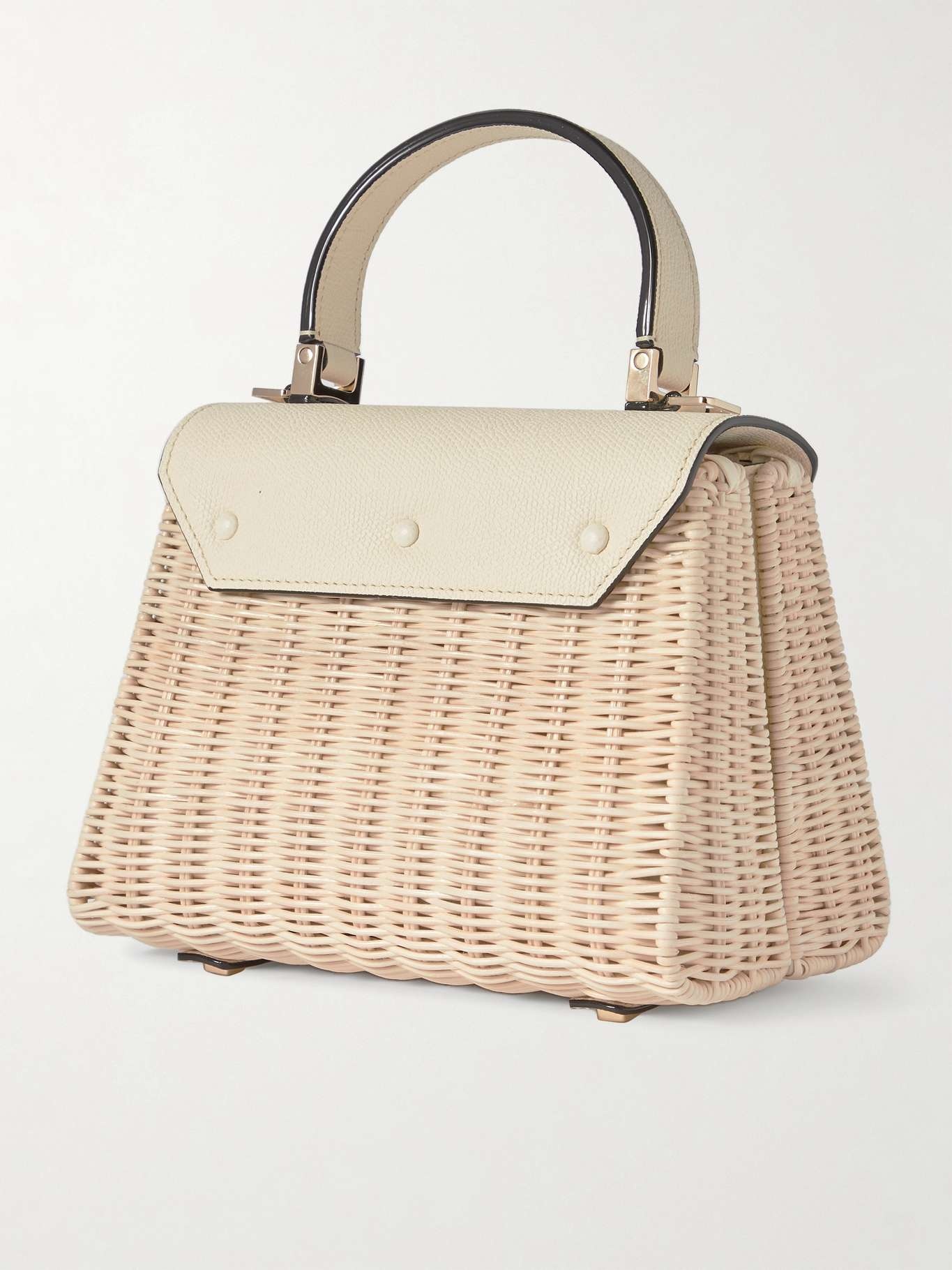 Iside mini leather-trimmed raffia tote - 3