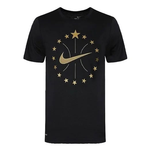 Nike Bronzing Logo Sports Quick Dry Basketball Short Sleeve Black 913343-010 - 1