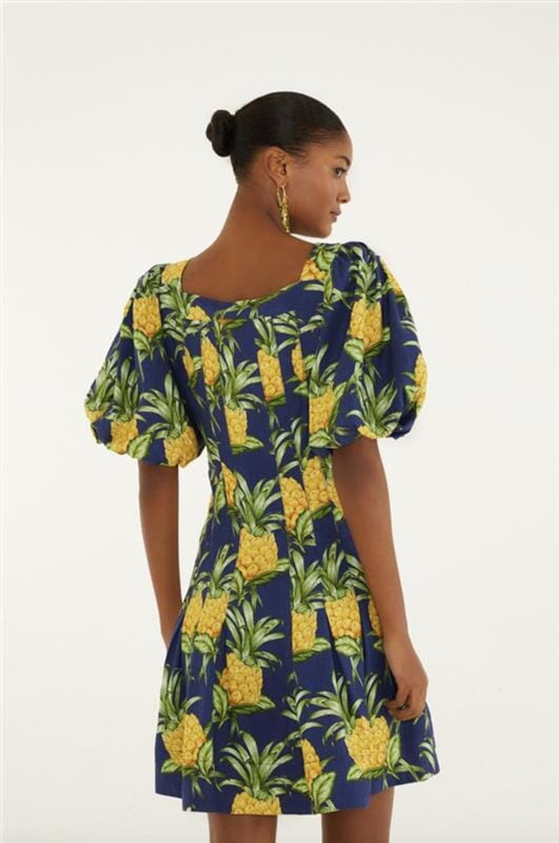 Navy Blue Delicate Pineapple Lenzing™ Ecovero™ Euroflex Mini Dress 3