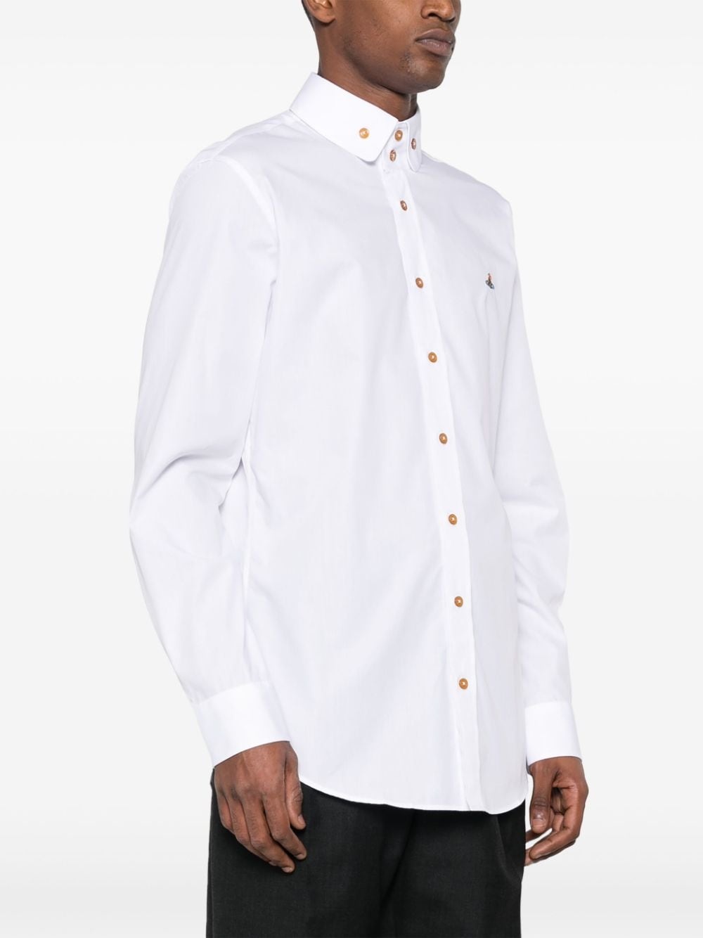 logo-embroidered cotton shirt - 3