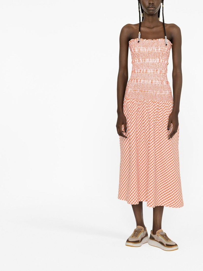 KENZO off-shoulder shirred midi dress outlook