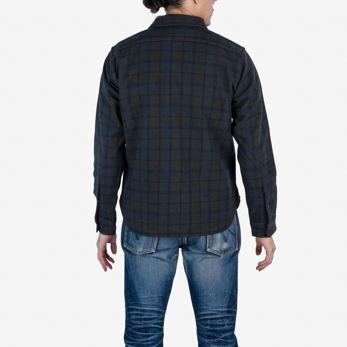 IHSH-334-OD Ultra Heavy Flannel Classic Check Work Shirt - Red Overdyed Black - 3