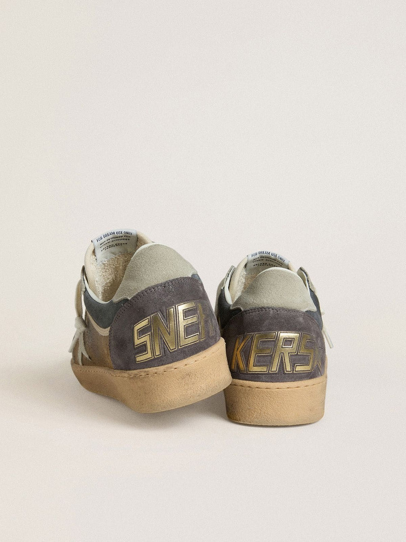Men's Ball Star in military-green waxed suede with ice-gray suede star and heel tab 4