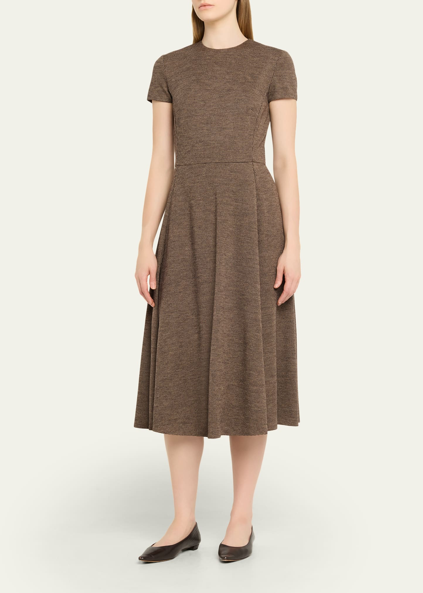 Margaret Tickweave Jersey Short-Sleeve Midi Dress - 4