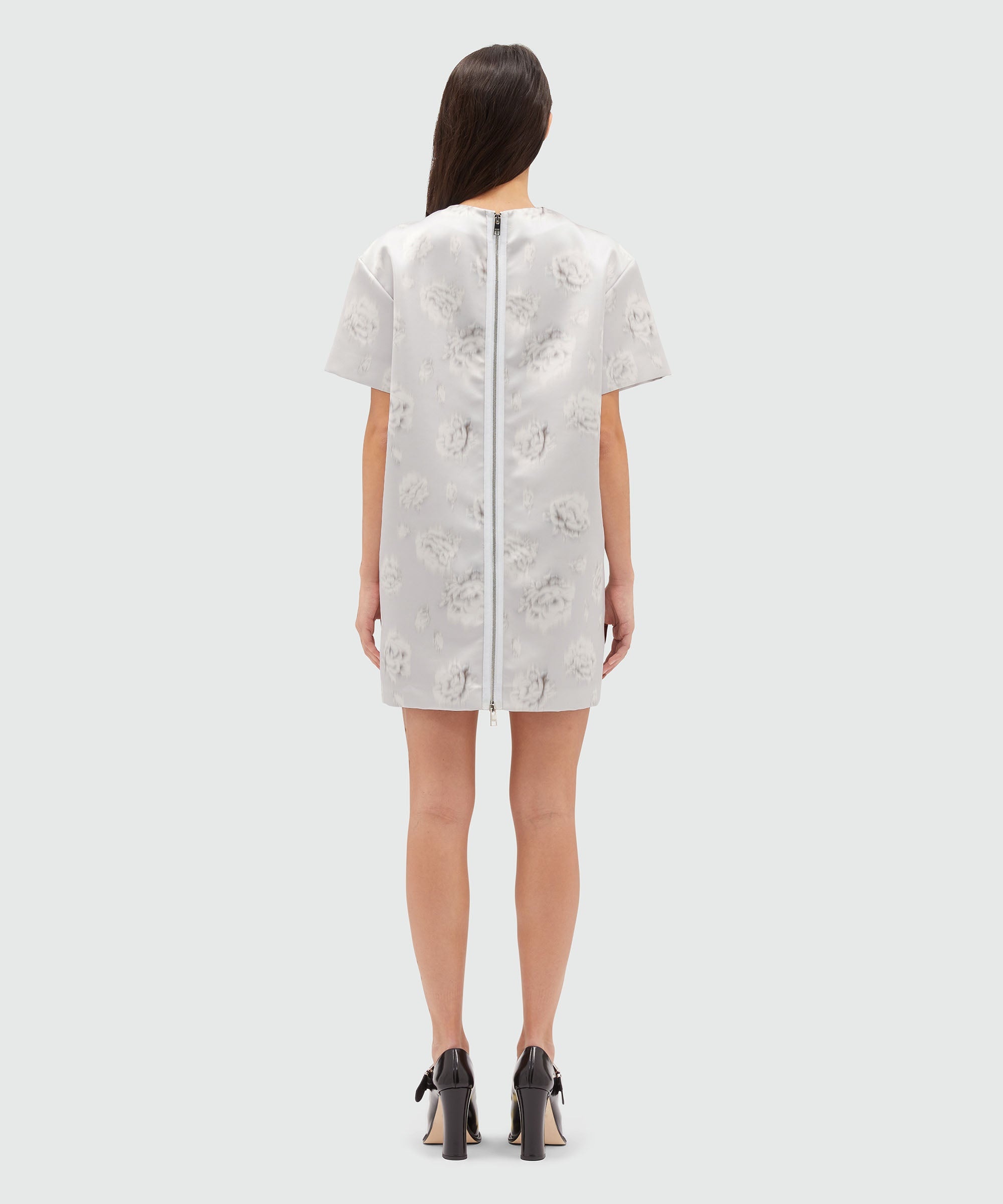 Duchesse short dress with rose print - 3