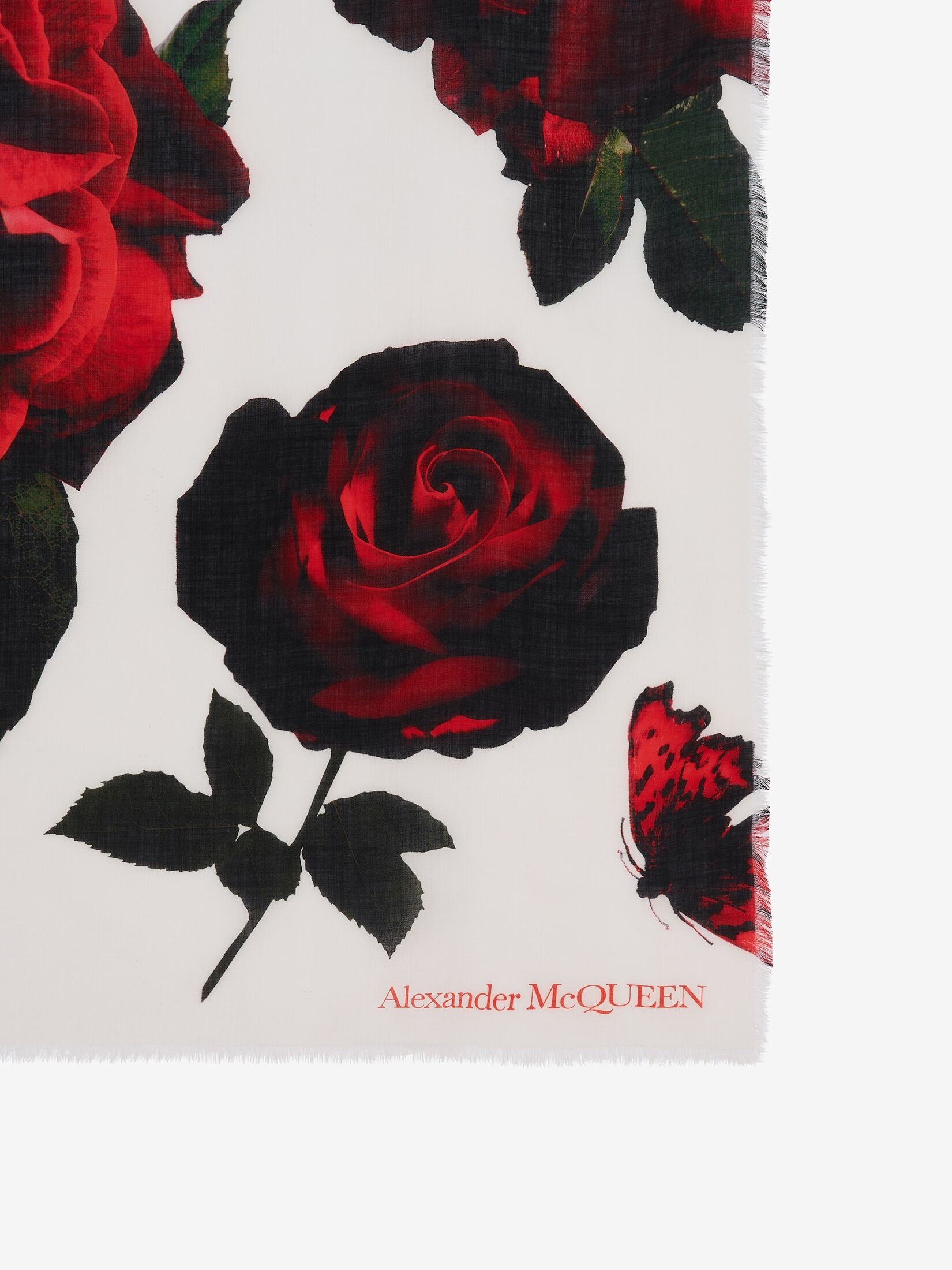 Women's Roses Shawl in Ivory/red - 3