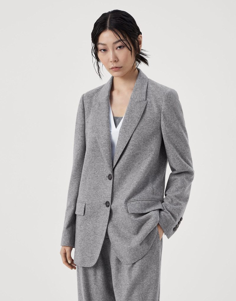 Cashmere jersey deconstructed blazer with monili - 1