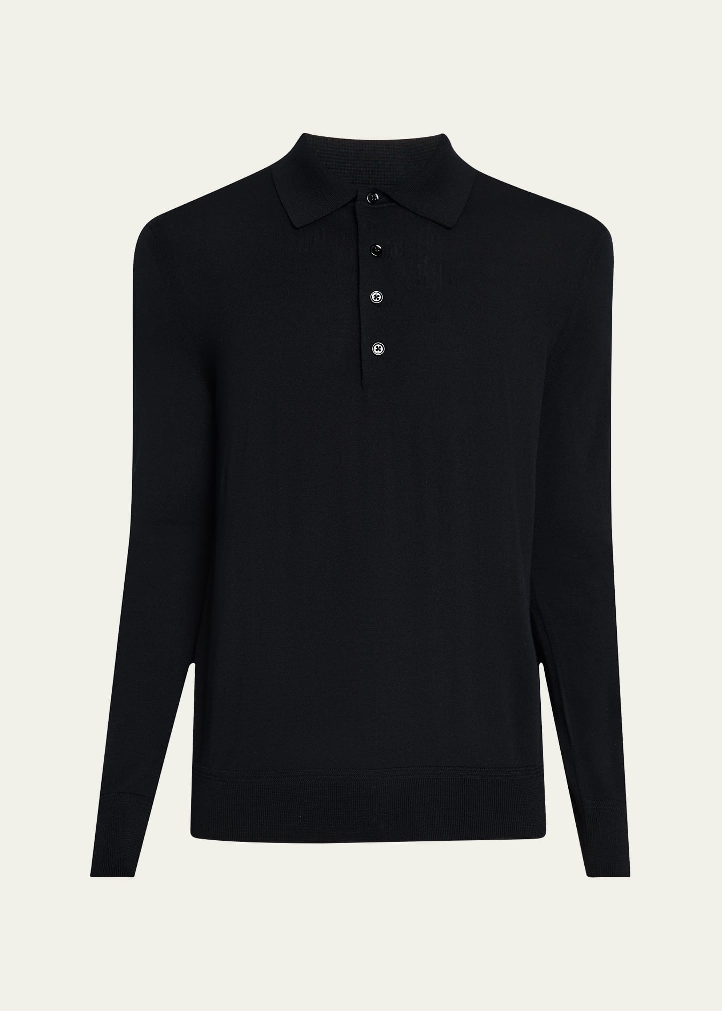 Men's Fine Gauge Wool Polo Sweater - 1