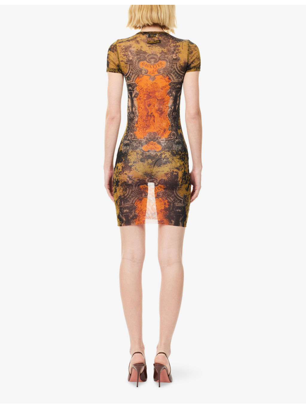 Printed Short-Sleeves Woven Mini Dress - 4