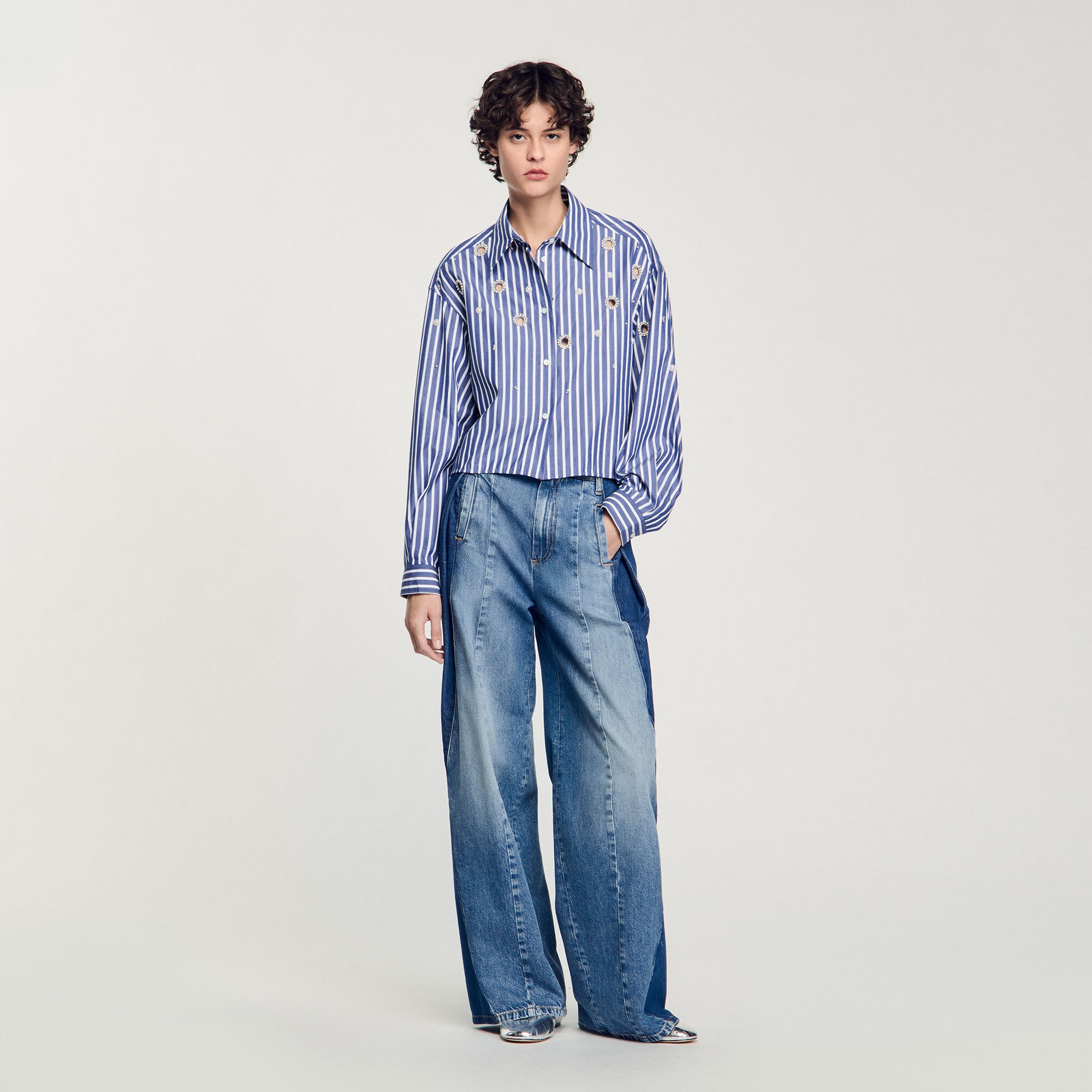 BEADED STRIPED SHIRT - 1