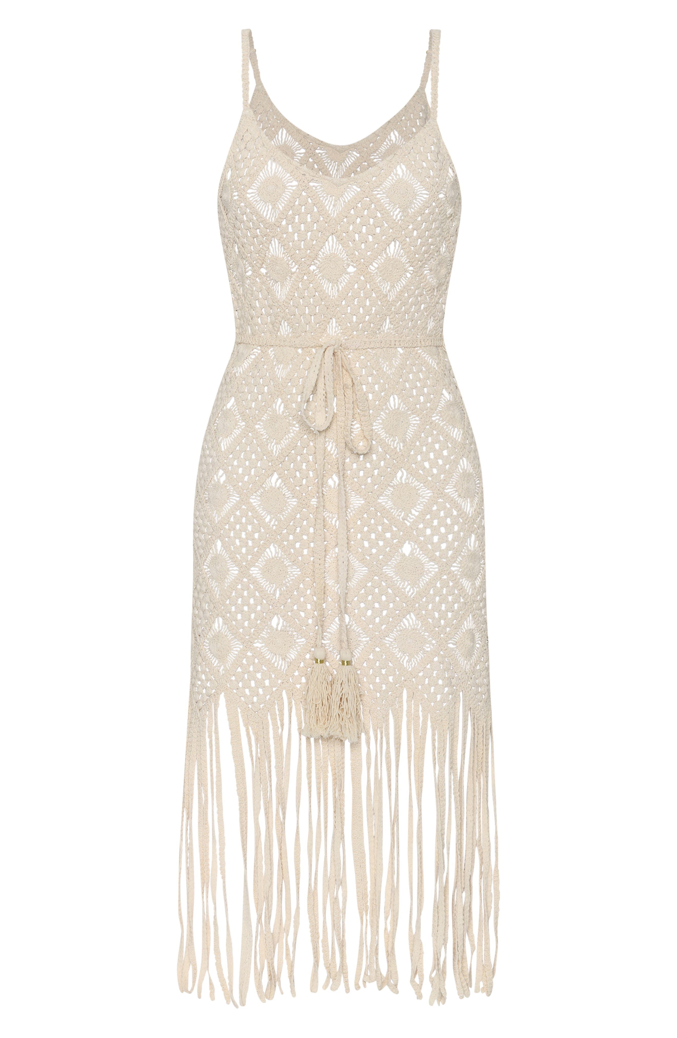 L'AGENCE Haleigh Diamond Crocheted Cover-Up Dress in Natural at Nordstrom - 3