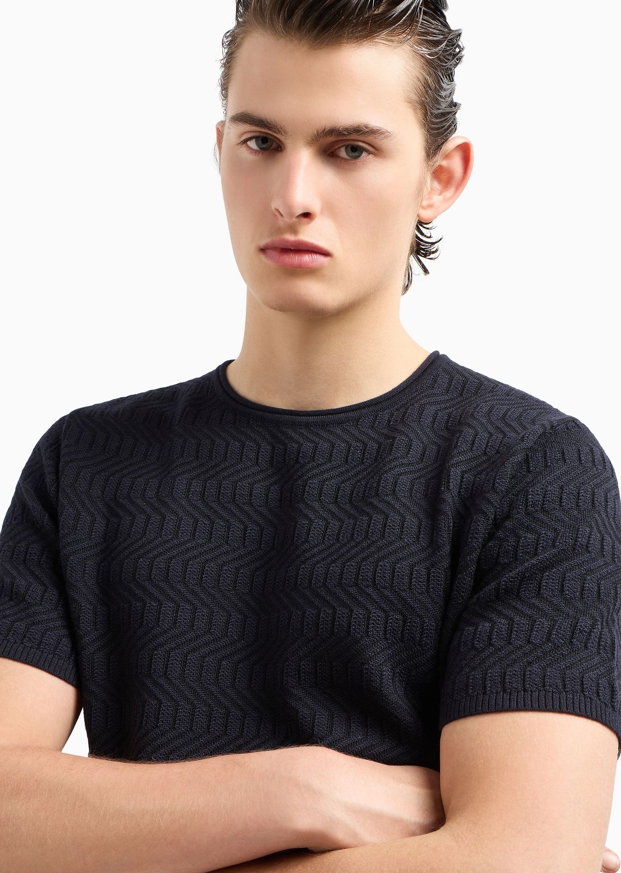 Icon virgin-wool crew-neck jumper with two-tone op-art jacquard motif - 5