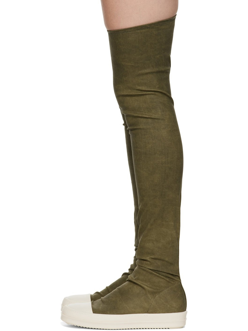 Khaki Porterville High Sock Sneaks Tall Boots 3