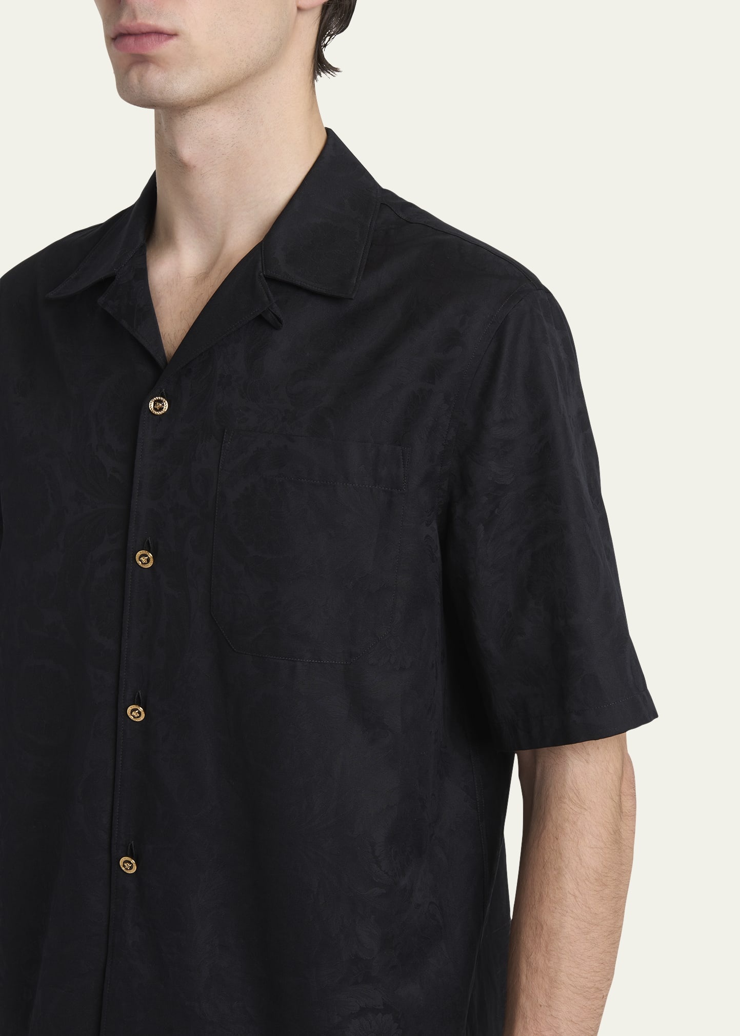 Men's Tonal Barocco Camp Shirt - 5