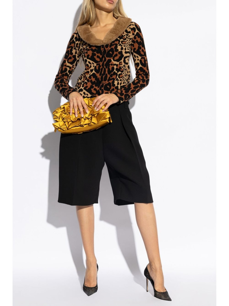 Blumarine leopard-print faux-fur cardigan outlook
