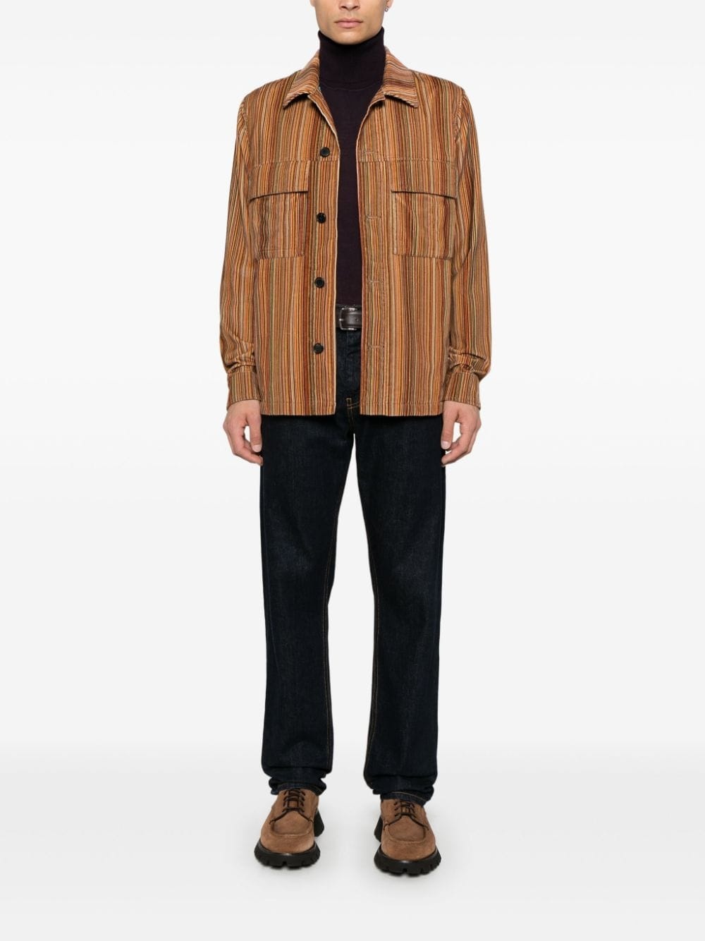 striped shirt jacket - 2