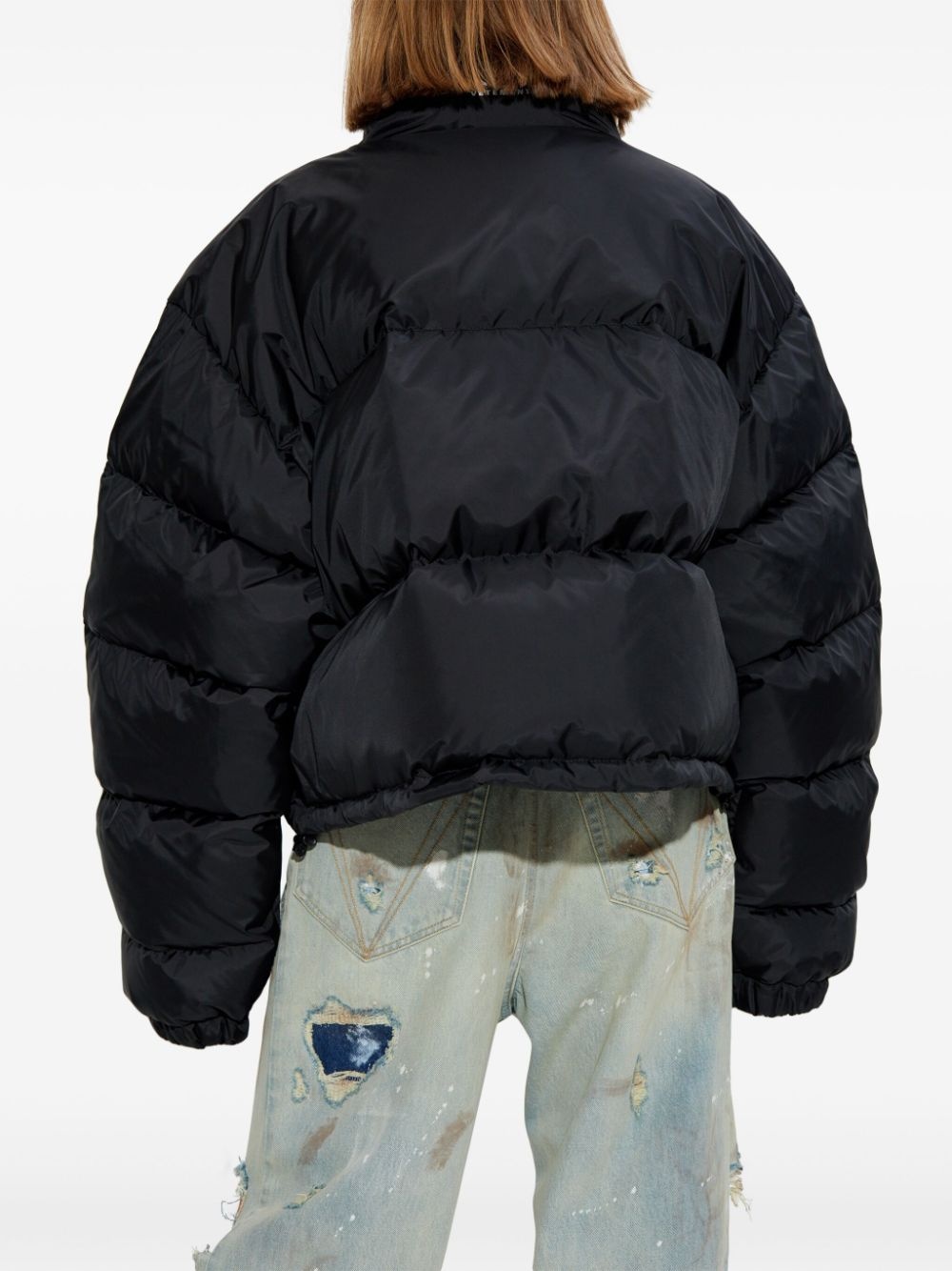 logo-embroidered puffer jacket - 4