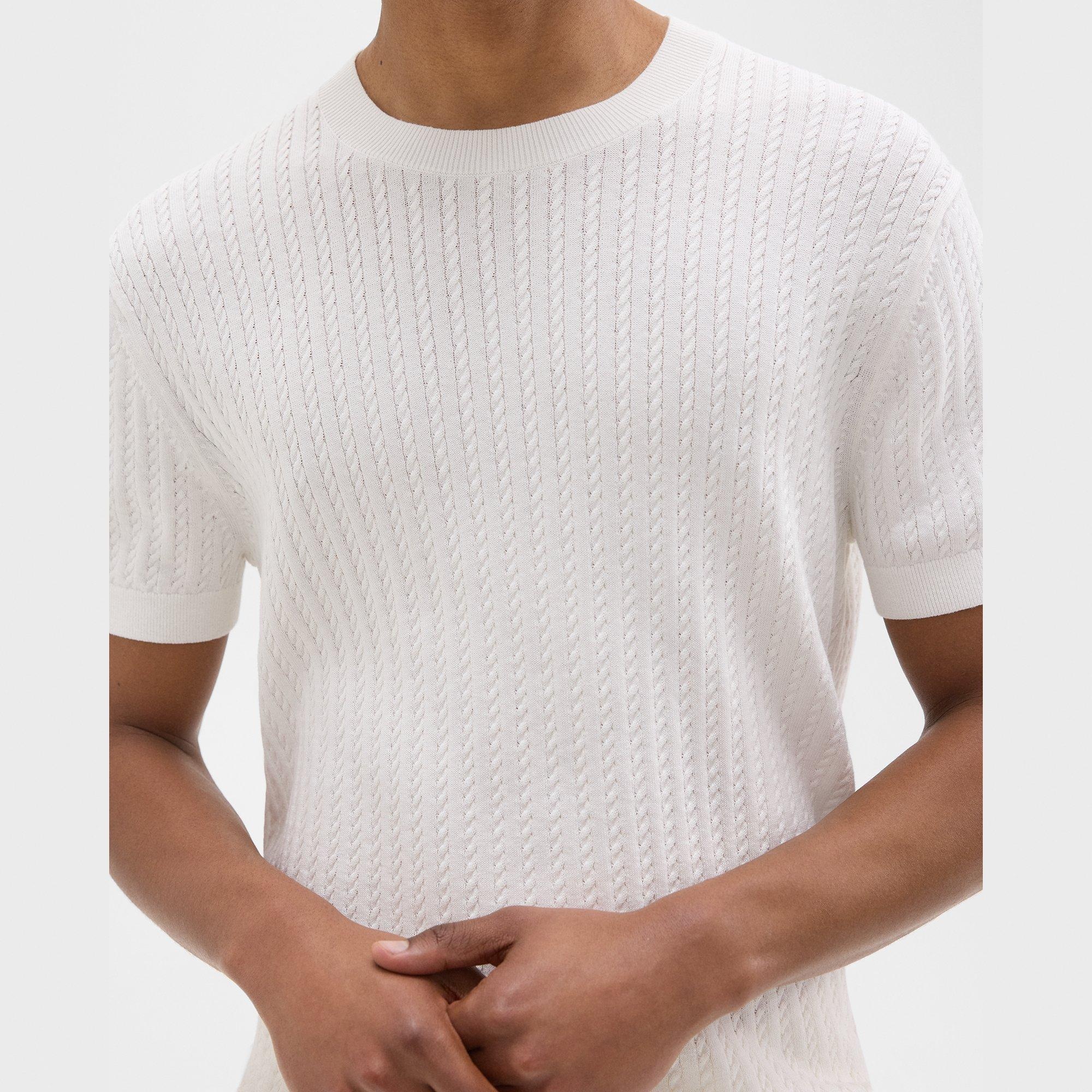 Cable Knit Tee in Cotton - 5