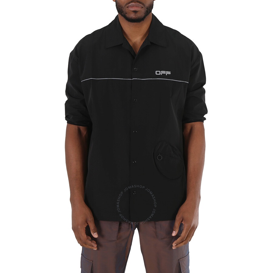Off-White Men's Short-sleeve Track Button Shirt In Black - 3