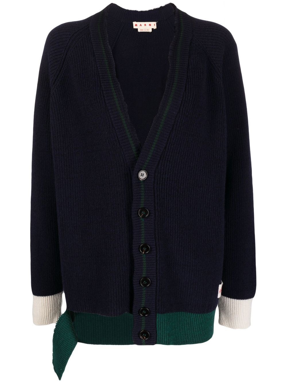 V-neck ribbed cardigan - 1