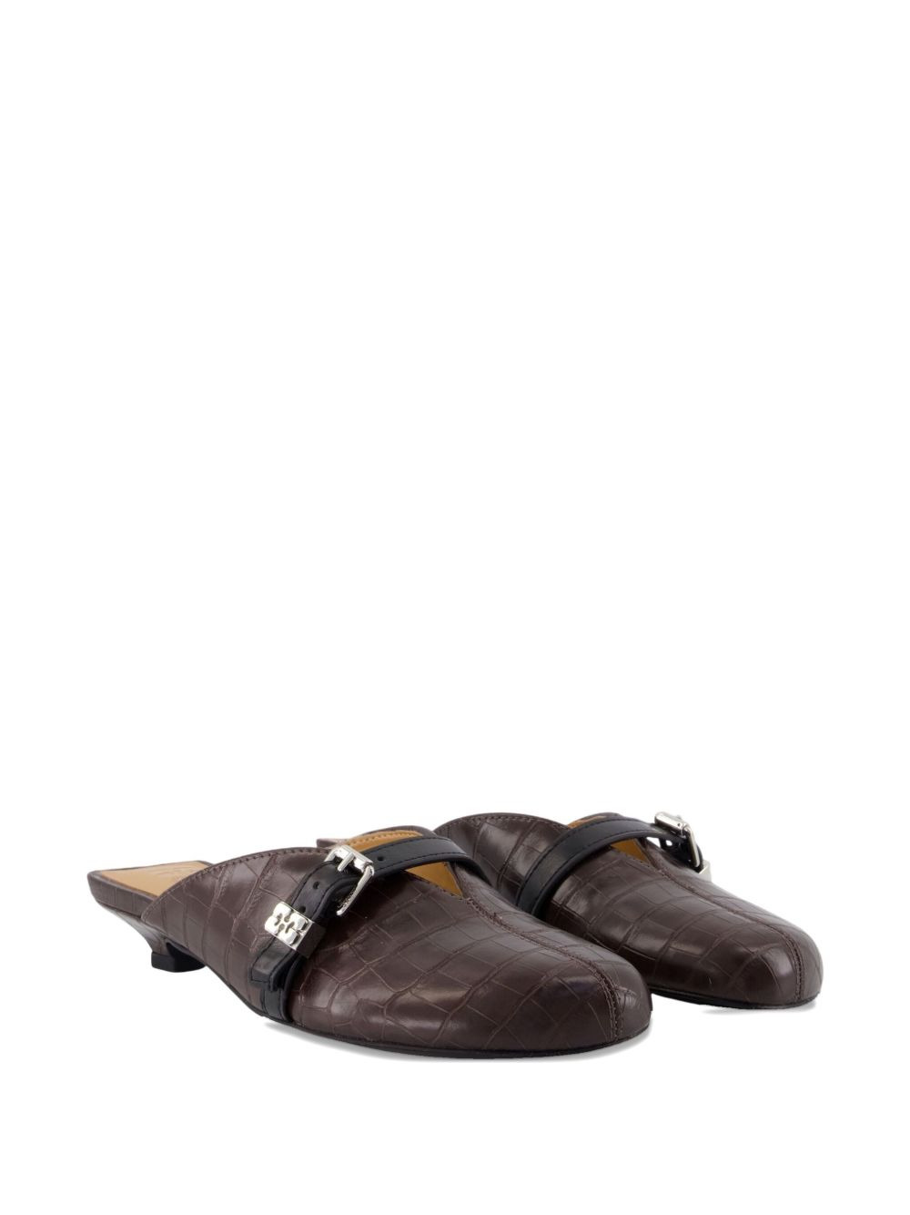 buckle-detail croco-embossed mules - 2
