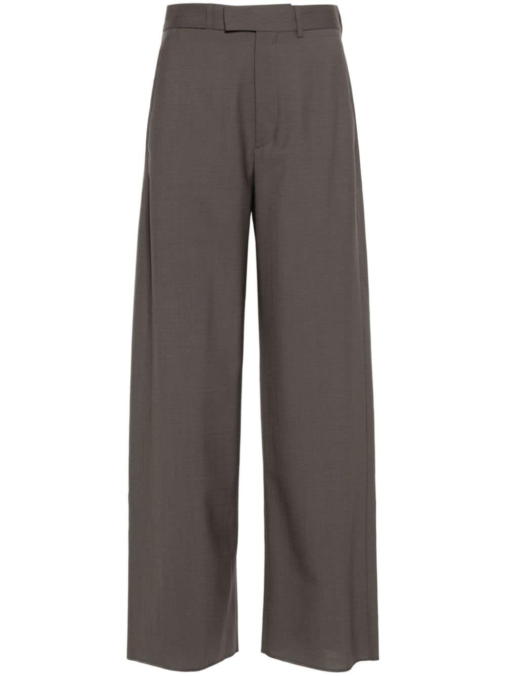 wrap-design wool trousers - 1