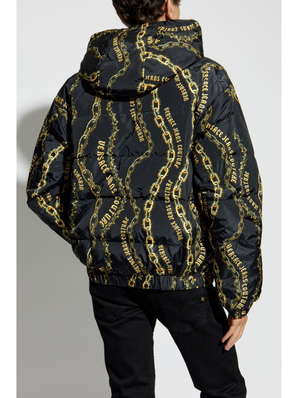 reversible chain-print hooded jacket - 4