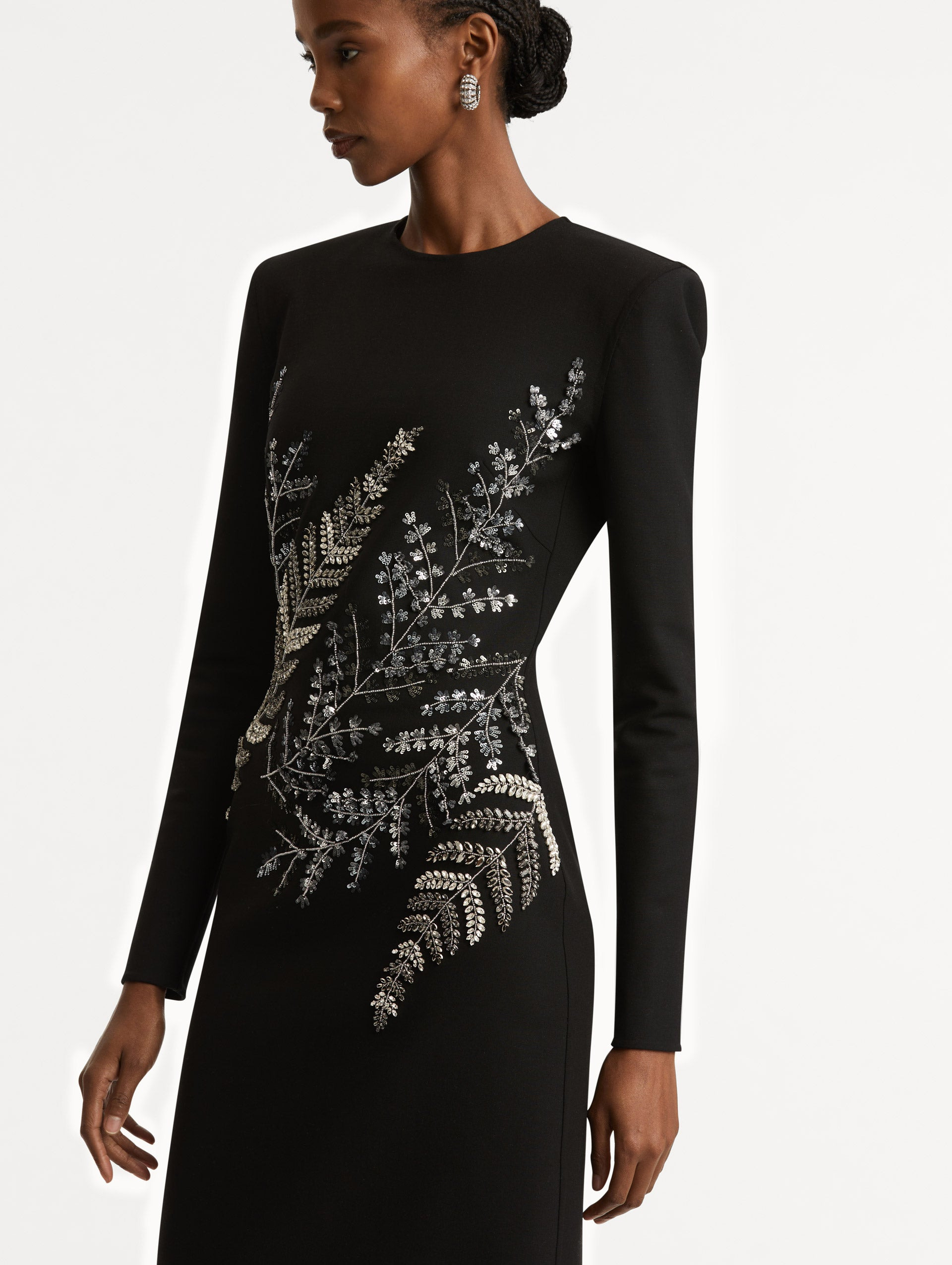FERN EMBROIDERED LONG SLEEVE GOWN - 5